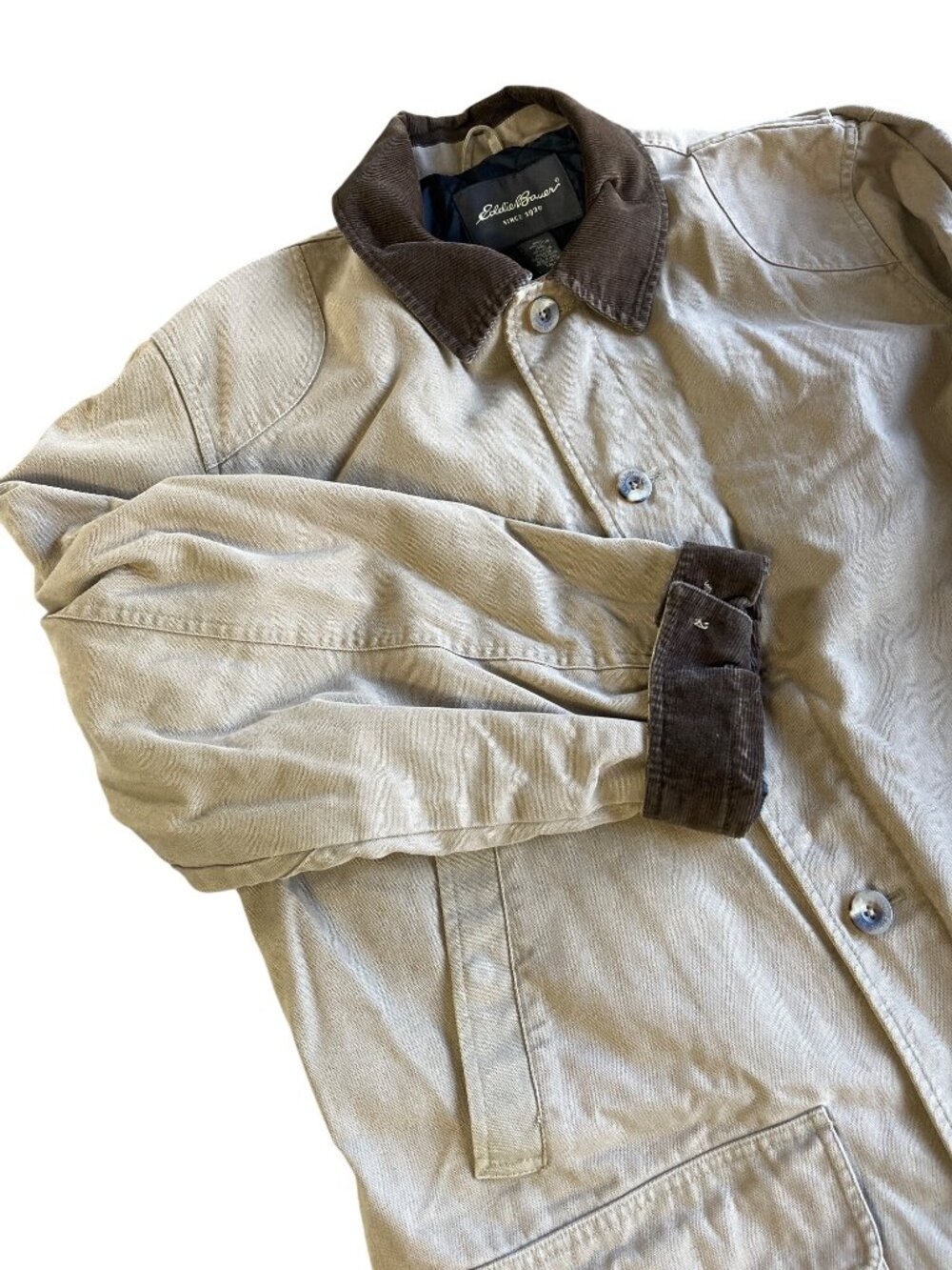 Eddie Bauer Mens Tan Canvas Barn Chore Coat Jacket XL tall